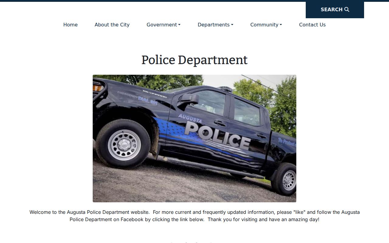 Augusta Police Department official page for Augusta arrest-record contact information